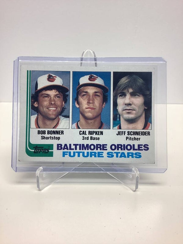1982 Topps Baseball Baltimore Orioles Future Stars Cal Ripken, Bob Bonner, Jeff Schneider Rookie Card