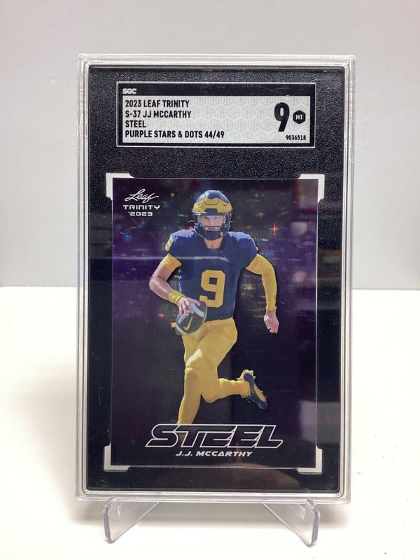 2023 Leaf Trinity Steel Purple Stars & Dots J.J. McCarthy 44/49