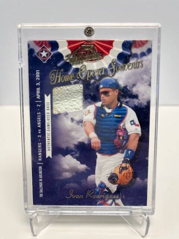 2001 Absolute Baseball Home Opener Souveniers Ivan Rodriguez Game Used Base