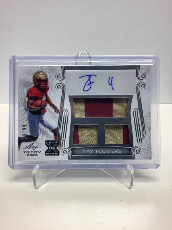 2023 Leaf Trinity Football Zay Flowers Player Worn Jersey Auto 16/99