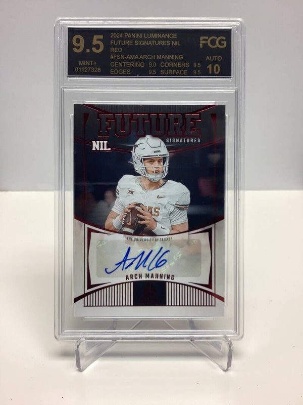 2024 Panini Luminance Football Future Signatures Arch Manning Red Foli FCG 9.5