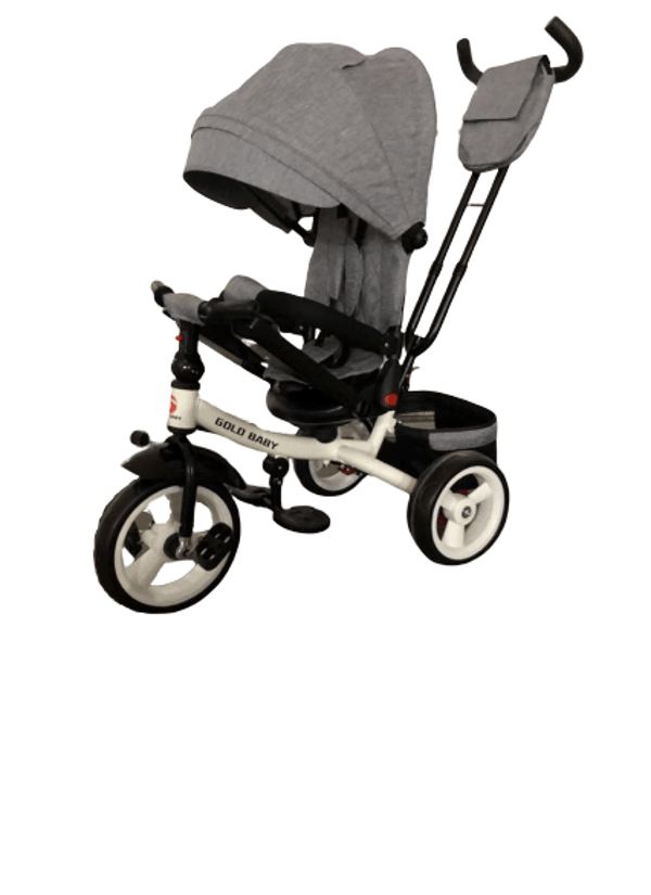 0602 Tricicleta cu pozitie de somn si scaun rotativ Gold Baby, gri