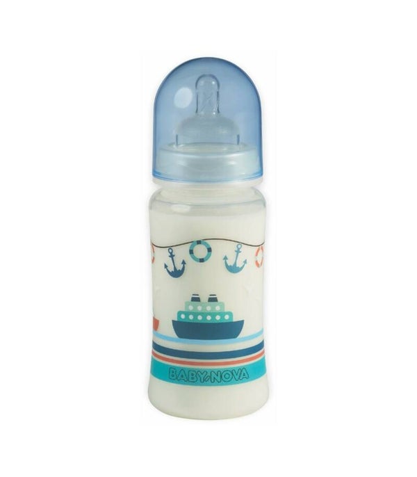0519 BabyNova biberon gat larg 300ml bleu - BabyNova cumisuvegek 300ml kék