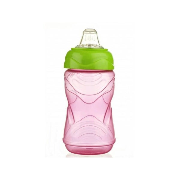 0103 cana anticurgere MINUT Baby cu cioc silicon 300ml 6+ roz _ MINUT Baby kiskulacs, 300ml, 6+ rózsaszín