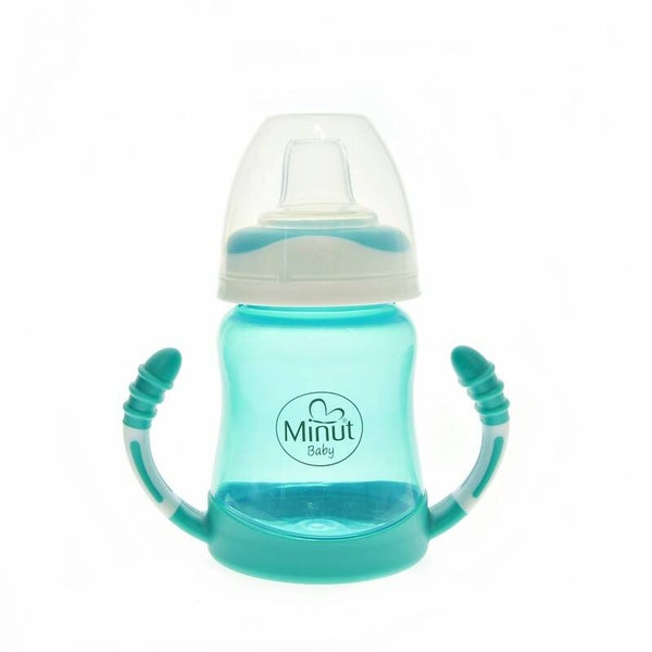0105 Minut Baby cana anticurgere cu manere cioc silicon verde 210ml 6+ _ Minut Baby zold itatókulacs 210ml 6+