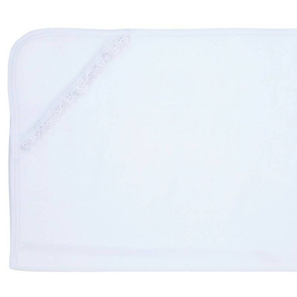 0578 patura bebelusi polar 70x80cm cu dantela alb - polár bébitakaró csipkével fehér
