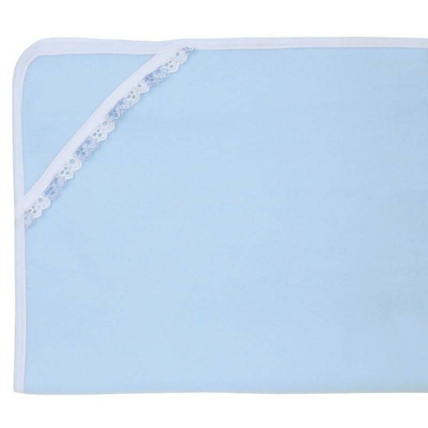 0579 patura bebelusi polar 70x80cm cu dantela bleu - polár bébitakaró csipkével kék