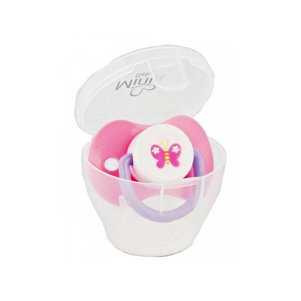 0090 suzeta MINUTBaby 0+ in cutie, roz  - fogszabályzós MINUTBaby cumika tároló dobozkával rózsaszín