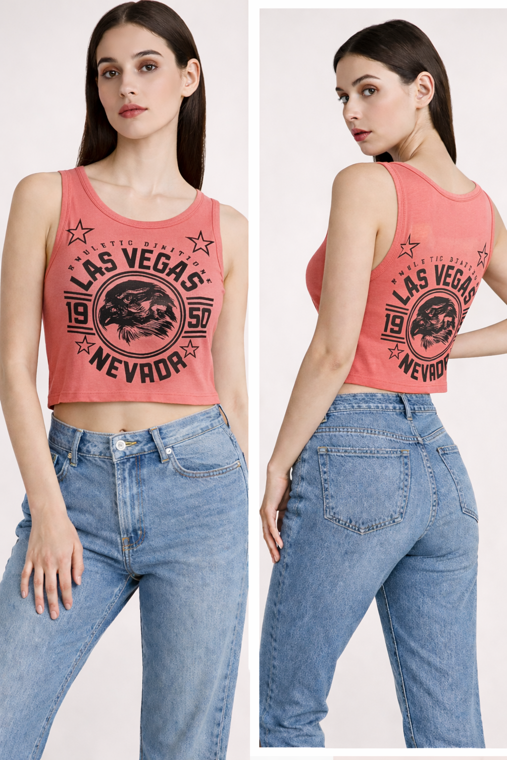 Las Vegas Graphic Print Crop Tank Top