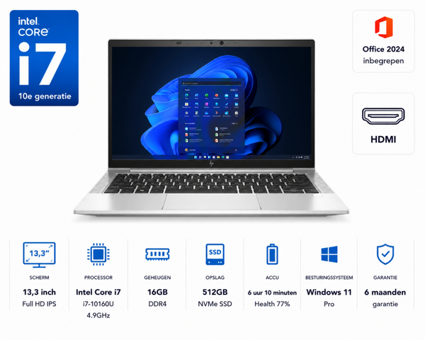 13,3 inch HP 830 G7 i7-10160U 4.9GHz 16GB DDR4 512GB SSD