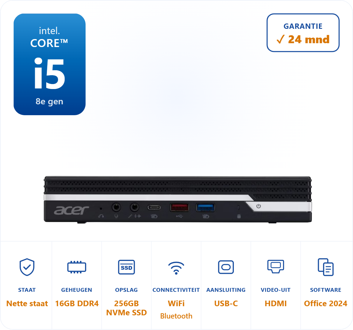 Acer Veriton N4660G Mini I5-8400 4.0GHz 16GB DDR4 256GB SSD