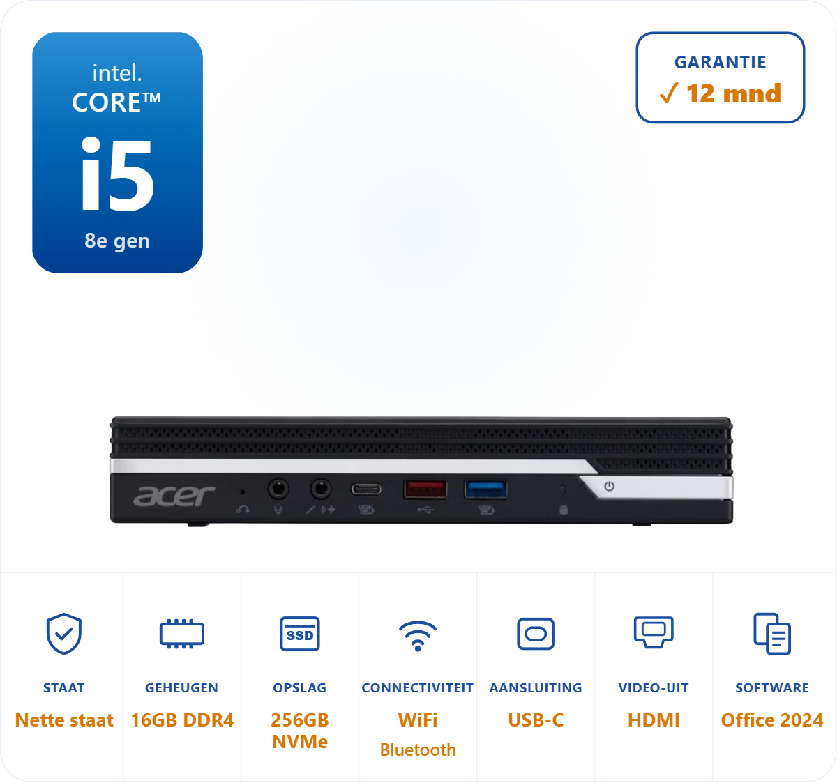 Acer Veriton N4660G Mini I5-8400 4.0GHz 16GB DDR4 256GB SSD