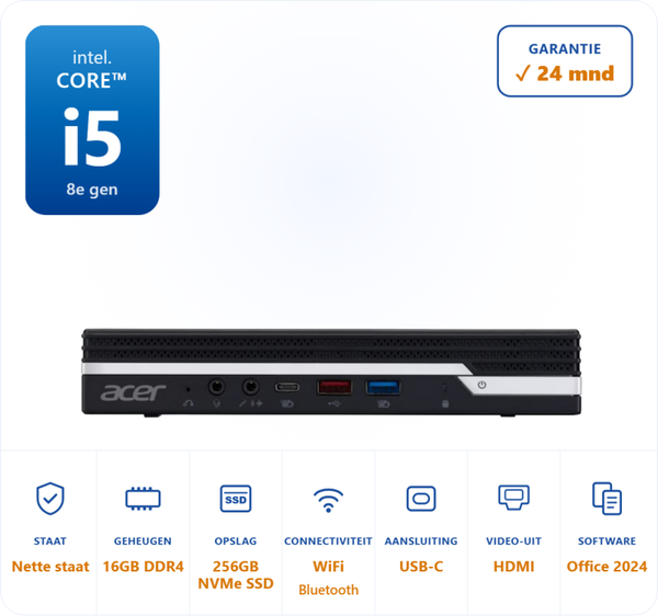 Acer Veriton N4660G Mini I5-8400 4.0GHz 16GB DDR4 256GB SSD