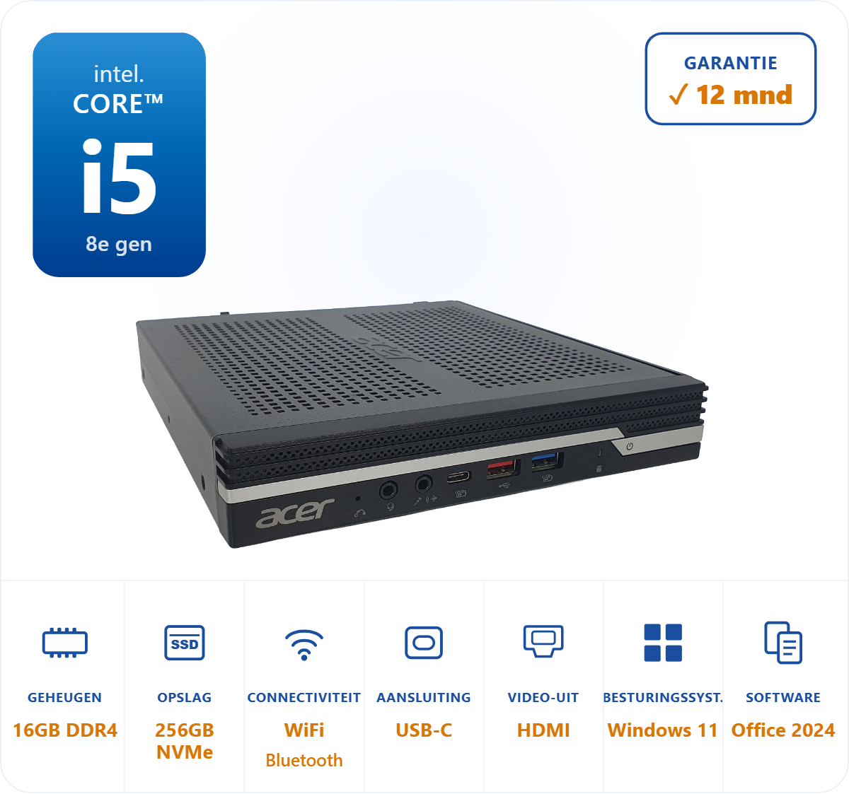 Acer Veriton N4660G Mini I5-8400 4.0GHz 16GB DDR4 256GB SSD