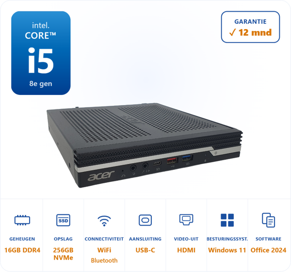 Acer Veriton N4660G Mini I5-8400 4.0GHz 16GB DDR4 256GB SSD
