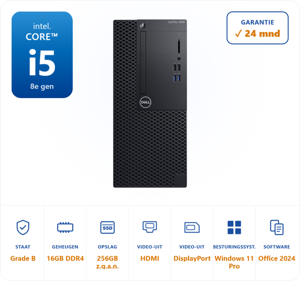 Dell Optiplex 3060 i5-8500 4.1GHz 16GB DDR4 256GB SSD