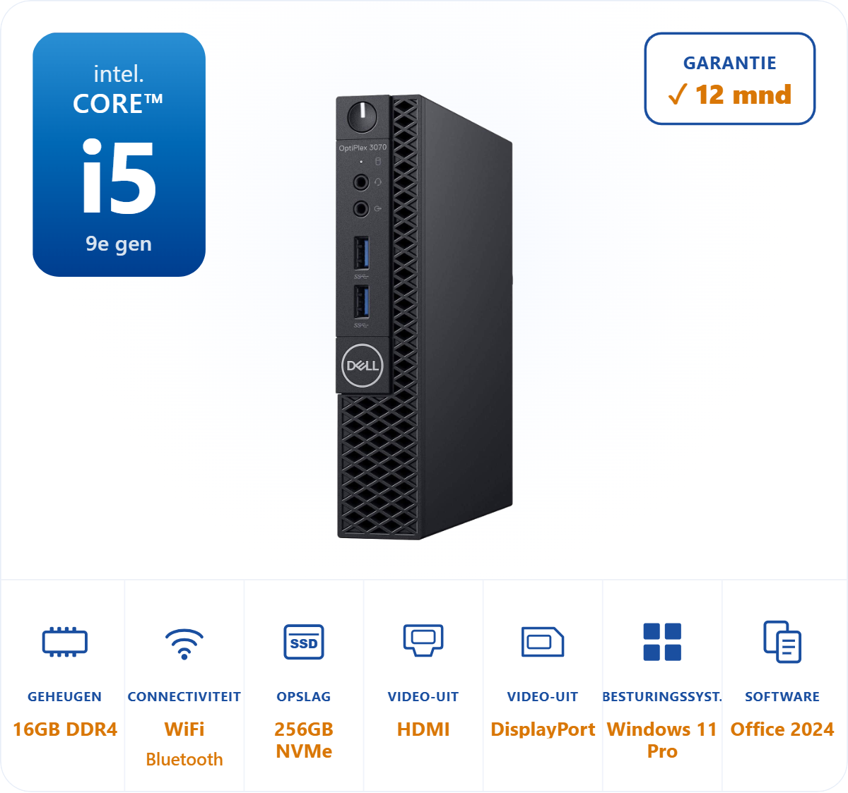 Dell Optiplex 3070 micro i5-9500T 3.7GHz 16GB DDR4 256GB SSD WIFI Bluetooth