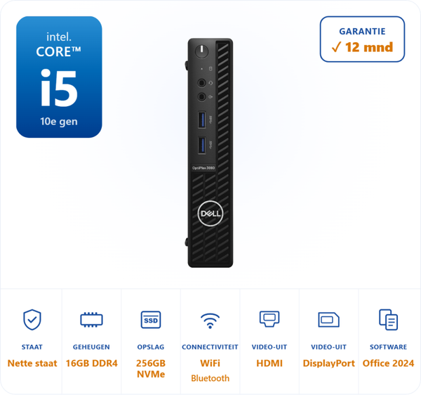 Dell 3080 micro i5-10500T 3.8GHz 16GB DDR4 256GB SSD