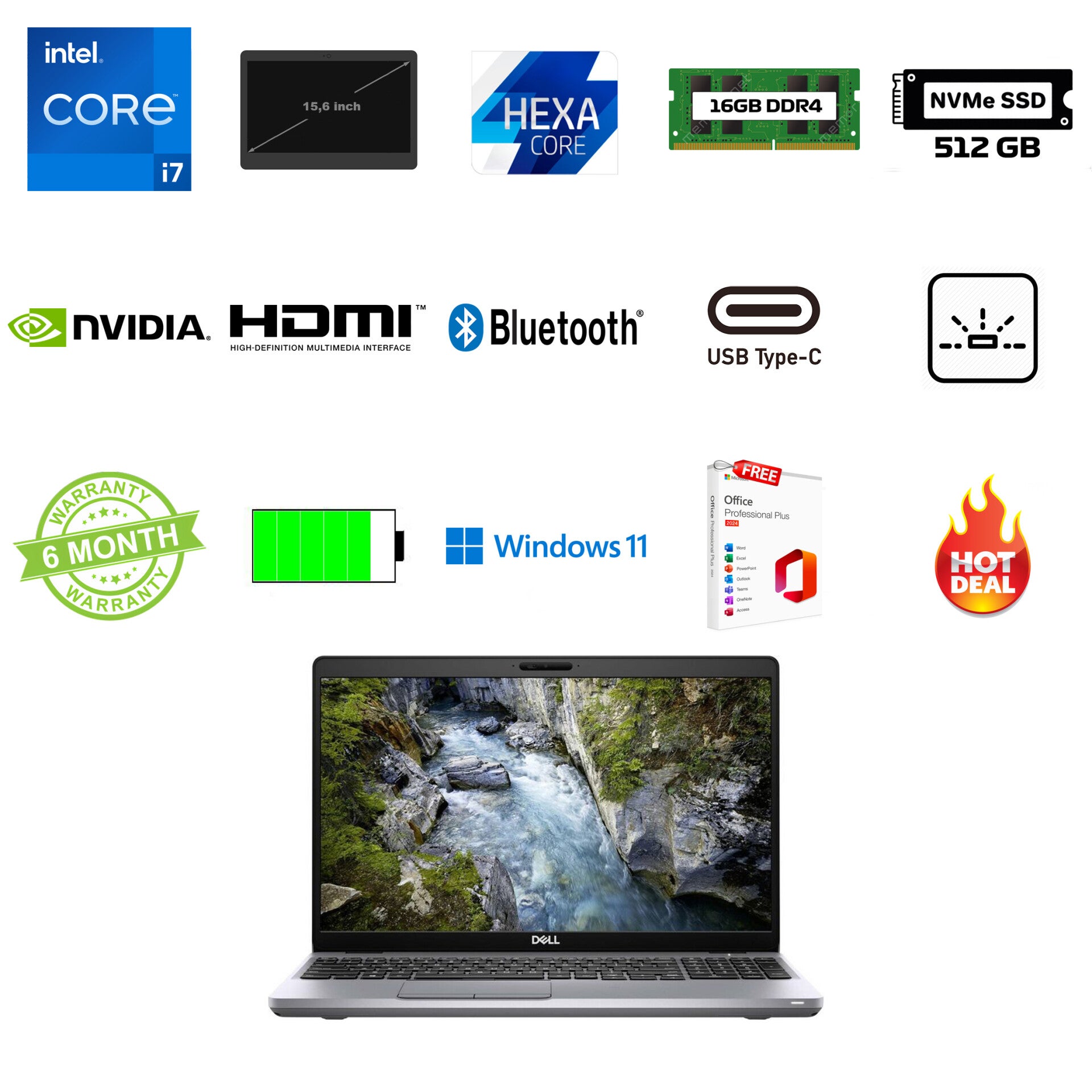DELL Precision 3551 i7 16GB 256GB アダプター付 Dell Precision 3551 i7-10850H 16GB 512GB NVMe Quadro P620 Windows