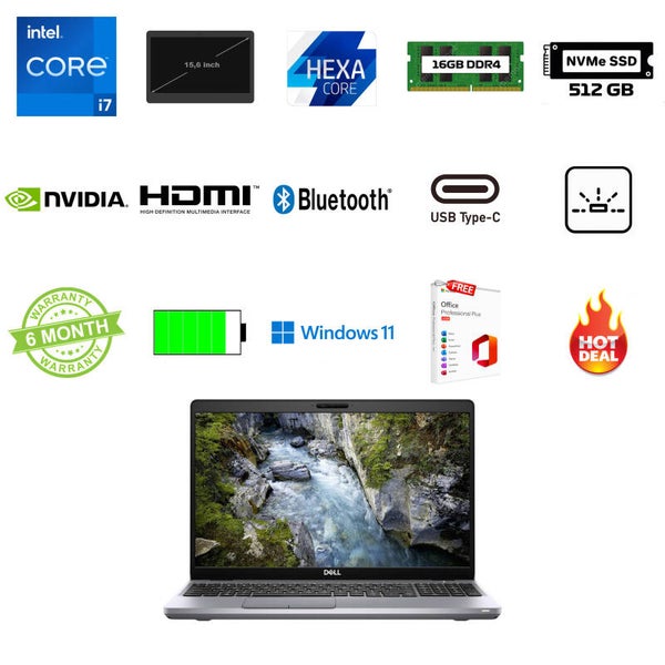 Dell Precision 3551 i7-10850H 5.1GHz 16GB DDR4 512GB NVMe Nvidia P620 Office 2024