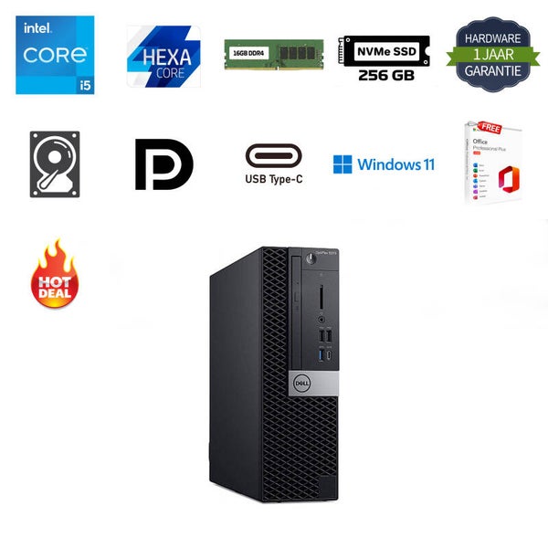 Dell Optiplex 5070 i5-9500 4.4GHz 16GB DDR4 256GB NVMe SSD 500GB HDD Office 2024