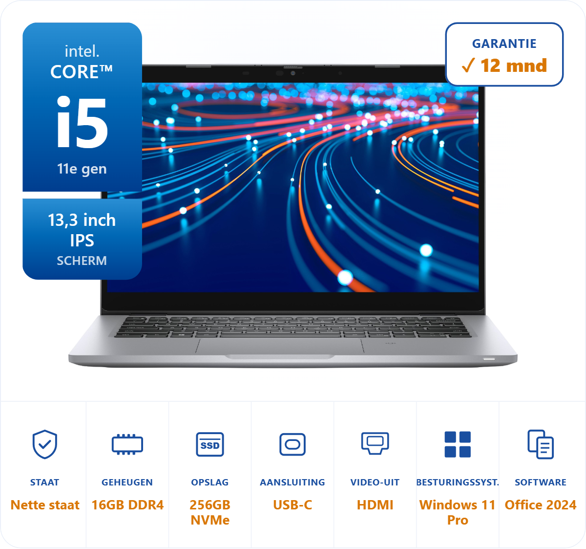 13,3 inch Dell 5320 i5-1145G7 4,4GHz 16GB DDR4 256GB SSD