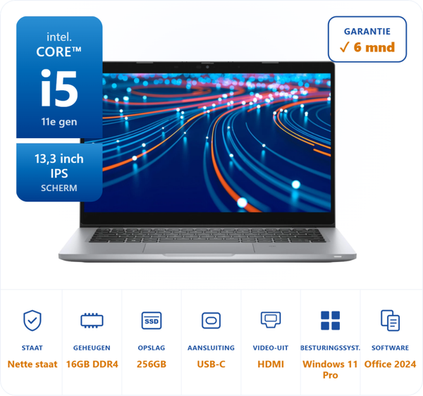 13,3 inch Dell 5320 i5-1145G7 4,4GHz 16GB DDR4 256GB SSD