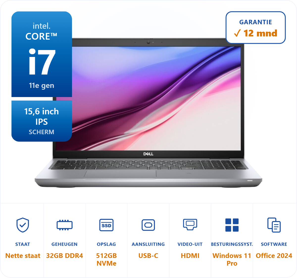 15,6 inch Dell 5521 i7-11850H 4.8GHz 32GB DDR4 512GB SSD