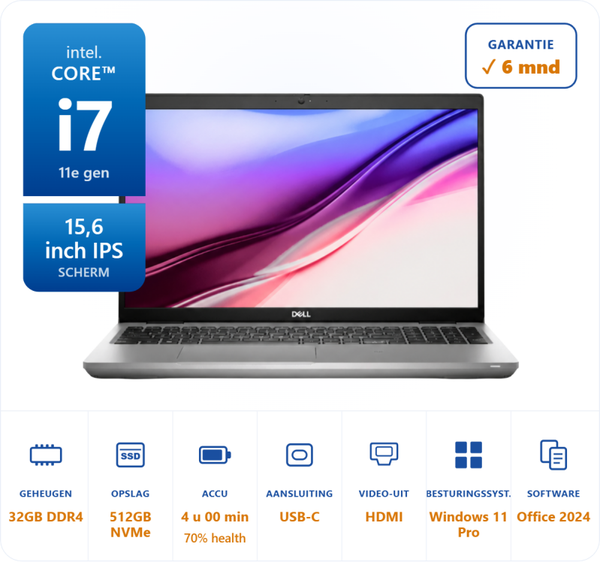 15,6 inch Dell 5521 i7-11850H 4.8GHz 32GB DDR4 512GB SSD