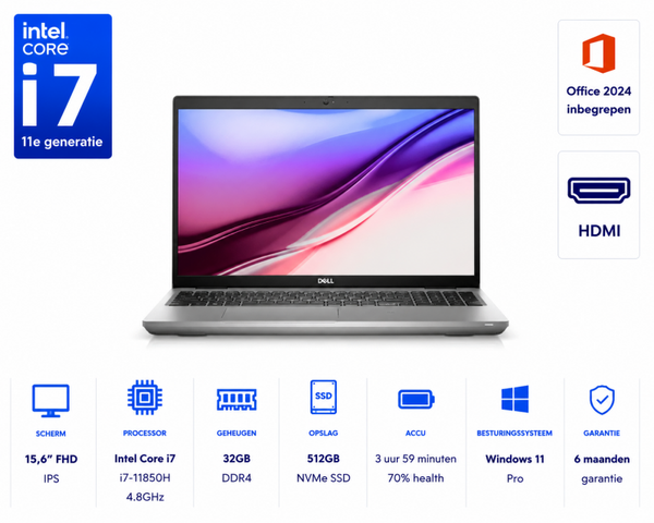15,6 inch Dell 5521 i7-11850H 4.8GHz 32GB DDR4 512GB SSD