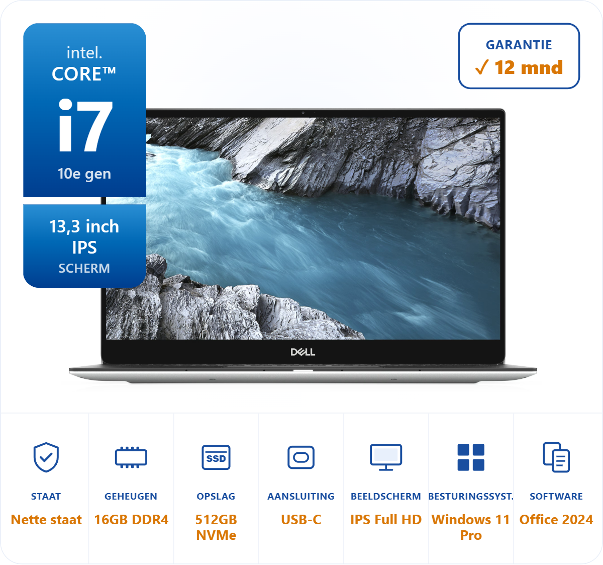 13,3 inch Dell XPS 7390 i7-10510U 4.9GHz 16GB DDR4 512GB SSD