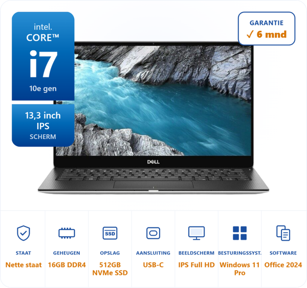 13,3 inch Dell XPS 7390 i7-10510U 4.9GHz 16GB DDR4 512GB SSD