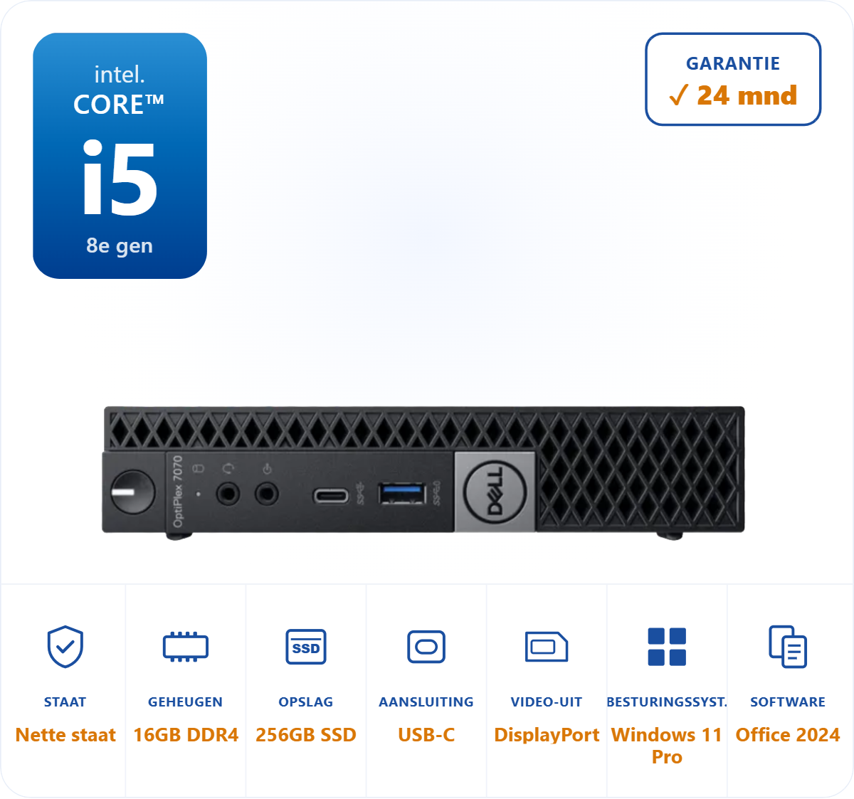Dell Optiplex 7070 micro I5-8500T 3.5GHz 16GB DDR4 256GB SSD