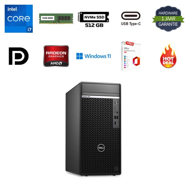 Dell Optiplex 7000 Intel i7-12700 4.9GHz 16GB DDR5 512GB NVMe SSD AMD Radeon RX550 4GB Win 11 Office 2024