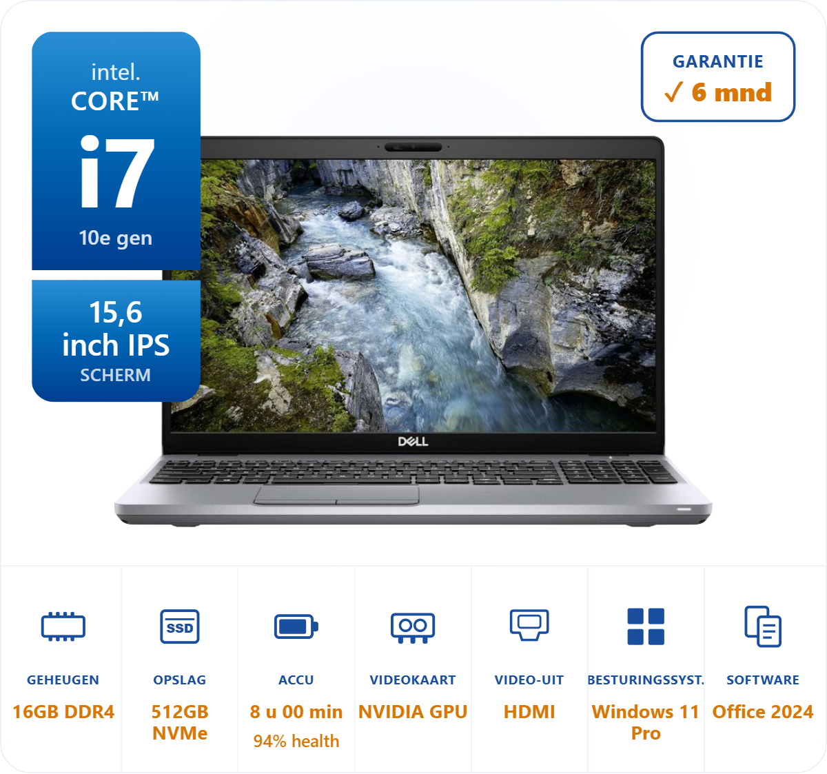 Dell Precision 3551 i7-10850H 5.1GHz 16GB DDR4 512GB SSD Nvidia P620