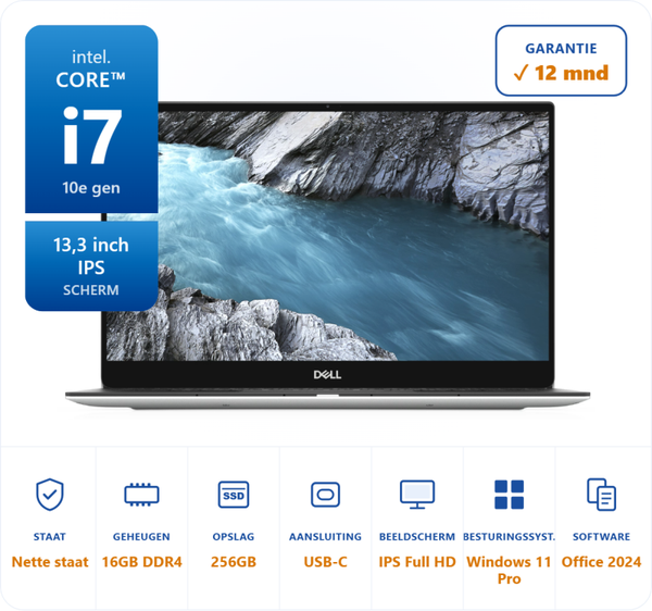 13,3 inch Dell XPS 7390 i7-10510U 4.9GHz 16GB DDR4 256GB SSD