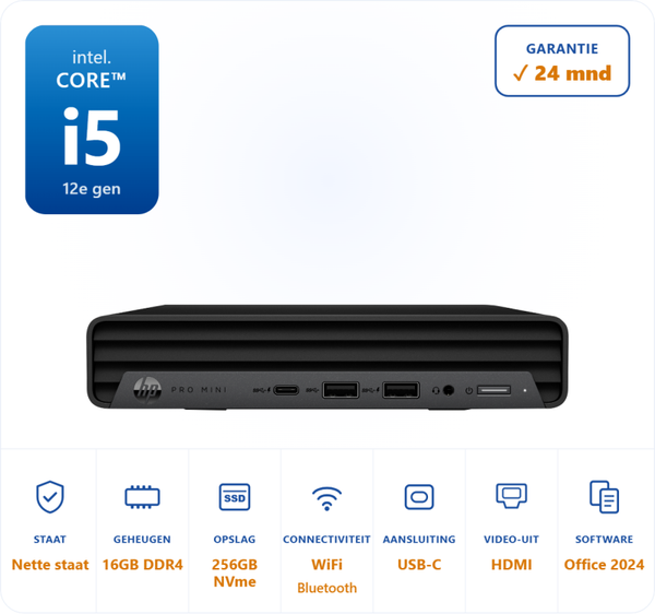 HP Pro mini 400 G9 i5-12500T 4.4GHz 16GB DDR4 256GB SSD
