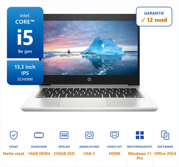 13,3 inch HP 430 G6 i5-8265U 3.9GHz 16GB DDR4 250GB SSD