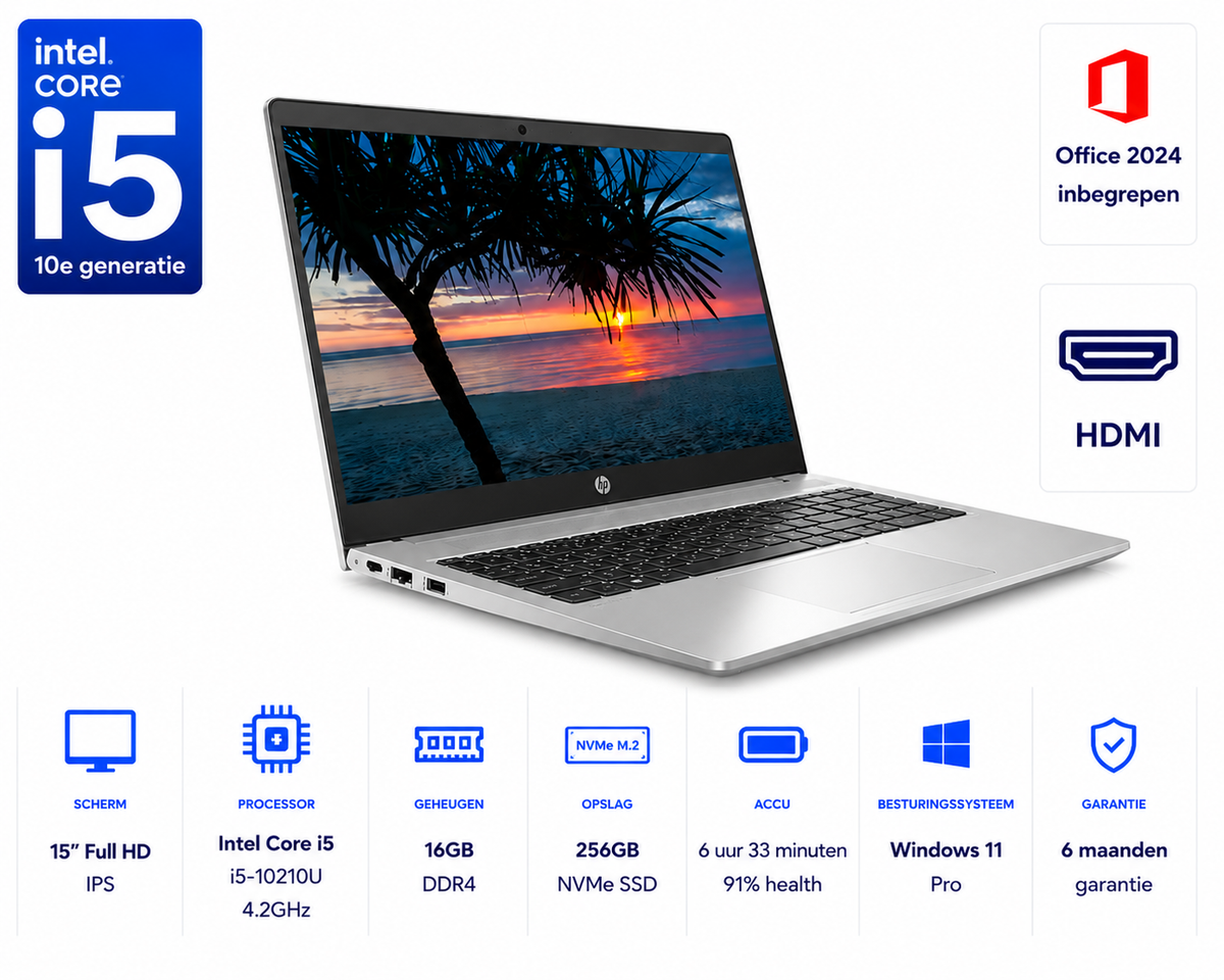 HP ProBook 450 G7 i5 16GB 256GB NVMe Full HD IPS Windows 11 Pro