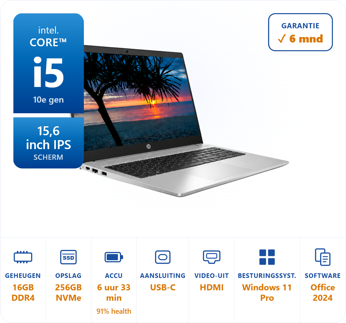15.6 inch HP Probook 450 G7 i5-10210U 4.2GHz 16GB DDR4 256GB SSD