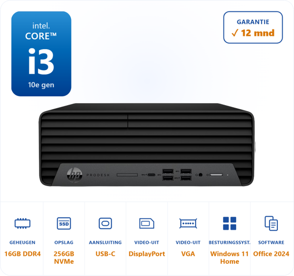 HP Prodesk 600 G6 SFF i3-10100 4.3GHz 16GB DDR4 256GB SSD