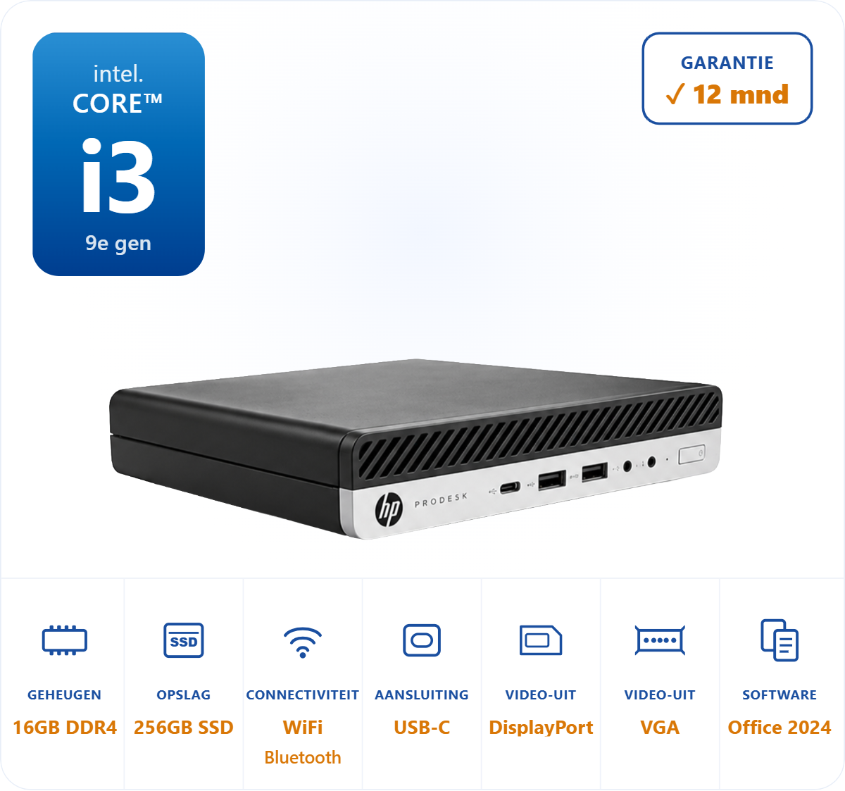 HP Prodesk 600 G5 mini i3-9100T 3.7GHz 16GB DDR4 256GB SSD WIFI Bluetooth