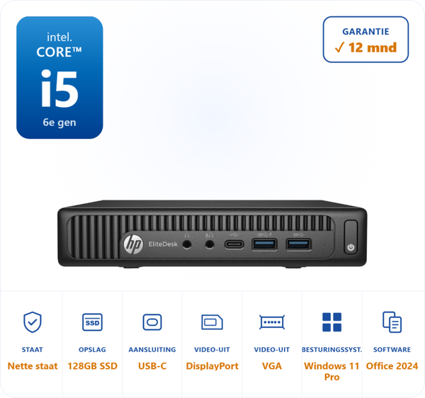 HP Elitedesk 800 G2 mini  i5-6500T 3.1GHz 8GB DDR3 128GB SSD