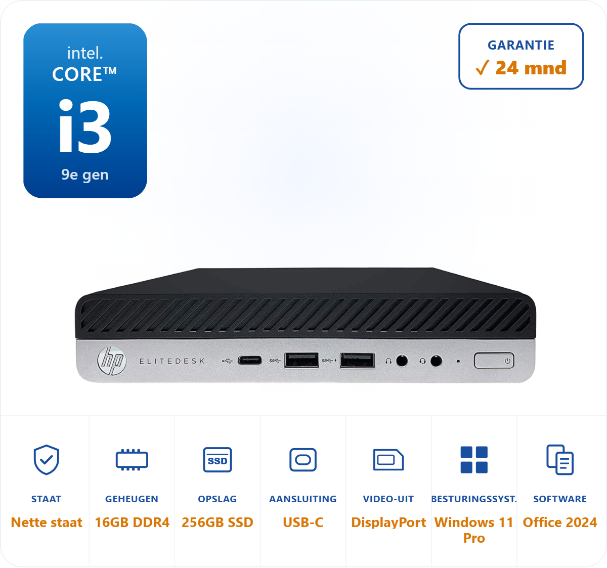 HP Elitedesk 800 G5 i3-9300 4.3GHz 16GB DDR4 256GB SSD