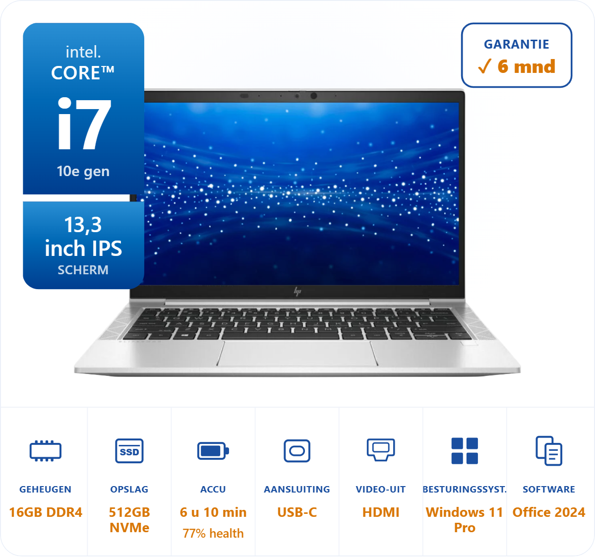 13,3 inch HP 830 G7 i7-10160U 4.9GHz 16GB DDR4 512GB SSD