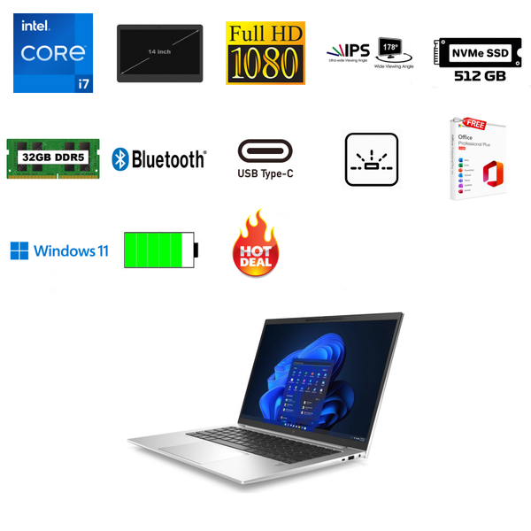 14 inch HP Elitebook 840 G9 i7-1270P 4.8GHz 32GB DDR5 512GB NVMe SSD FHD IPS Office 2024
