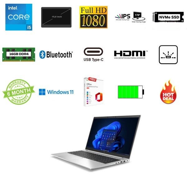 15,6 inch HP Elitebook 850 G7 i5-1135G7 4.2 GHz 16GB 256GB NVMe SSD FHD IPS Office 2024