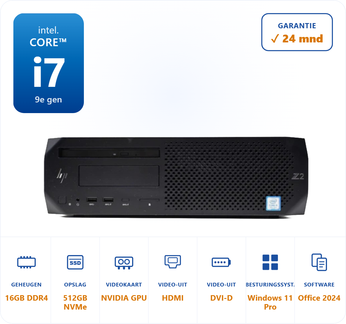HP Workstation Z2 SFF G4 Intel i7-9700 4.7GHz 16GB 512GB SSD 500GB HDD Nvidia K620