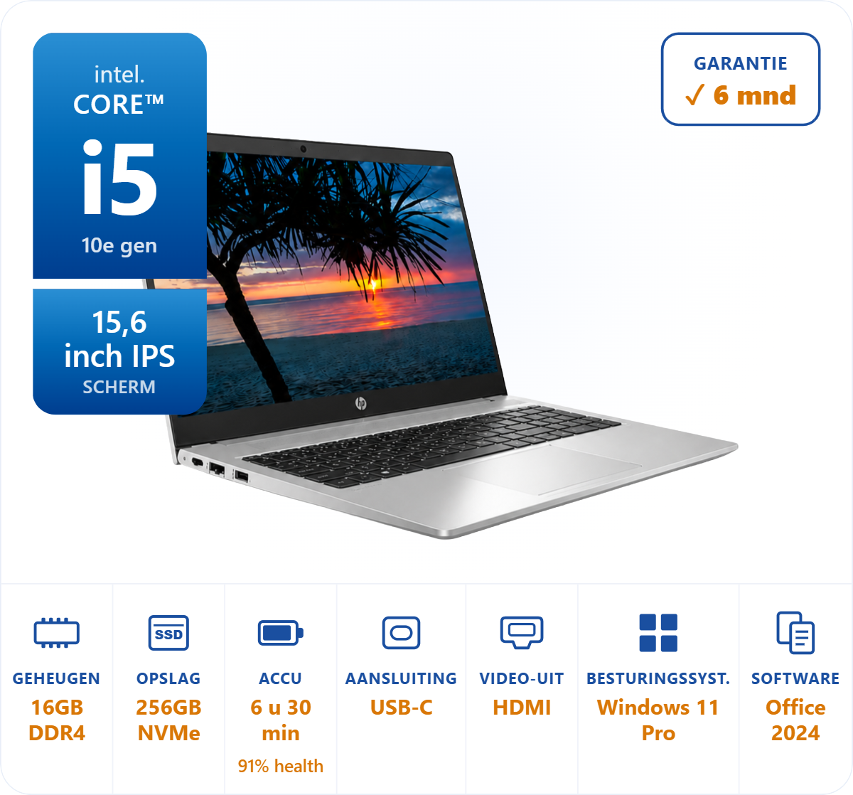 15.6 inch HP Probook 450 G7 i5-10210U 4.2GHz 16GB DDR4 256GB SSD