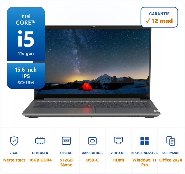 15,6 inch Lenovo 15 G2 ITL i5-1135G7 4.2GHz 16GB DDR4 5121GB SSD